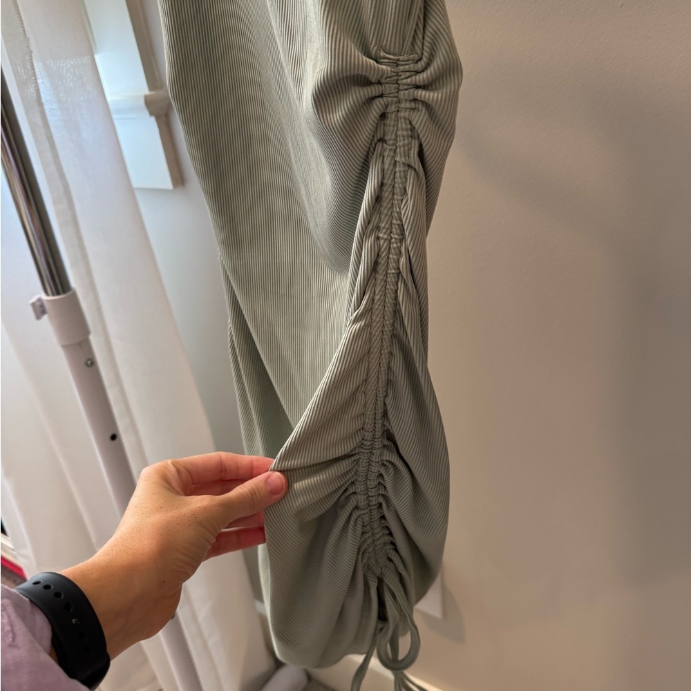 SHEIN Sage Green Sleeveless Ruched Midi Dress - Picture 7 of 7